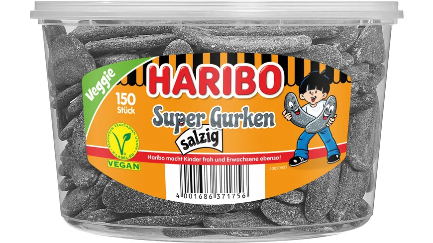 Haribo Lakritz Super Gurken Salzig Runddose Vegan