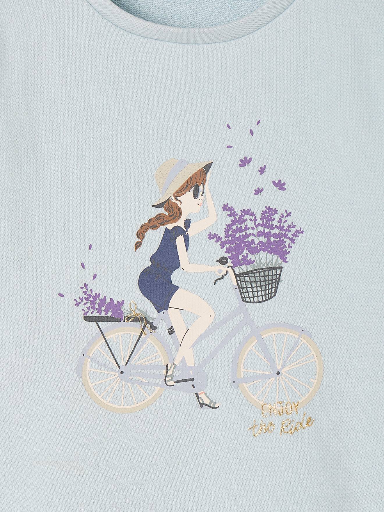 Sweat motif égérie fille bleu ciel