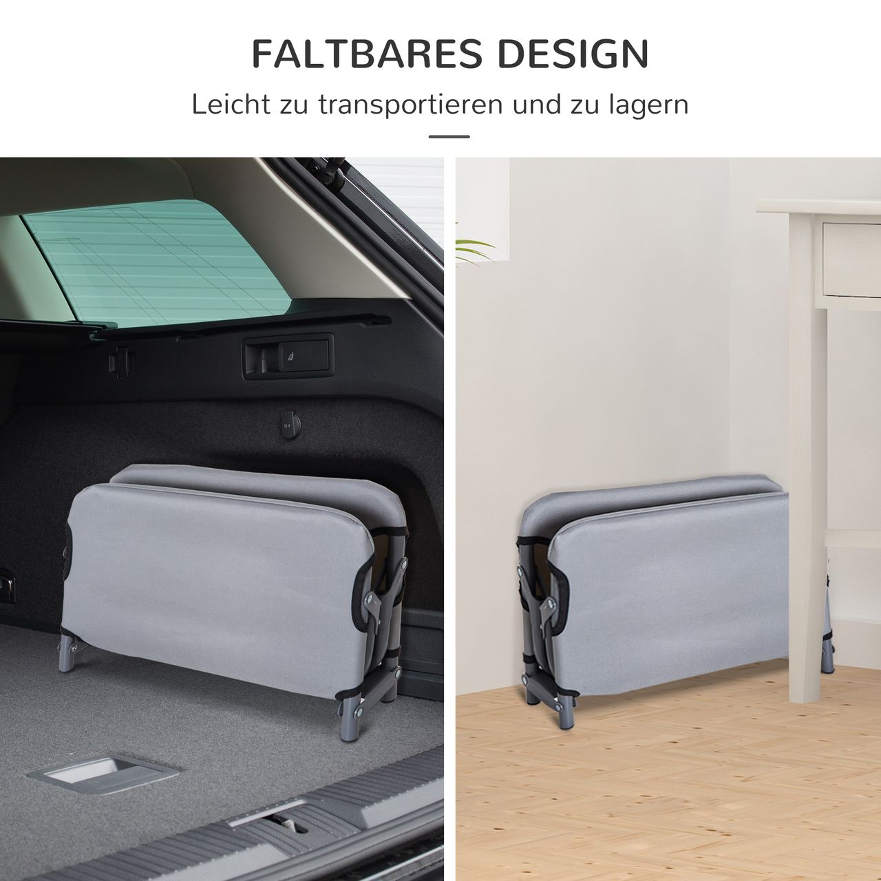 PawHut Hundeliege Outdoor Hundebett Katzenbett Schlafplatz faltbar grau