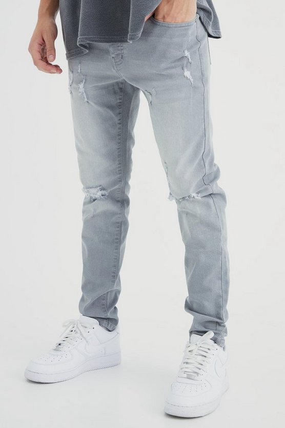 Skinny Stretch Jeans mit Riss am Knie