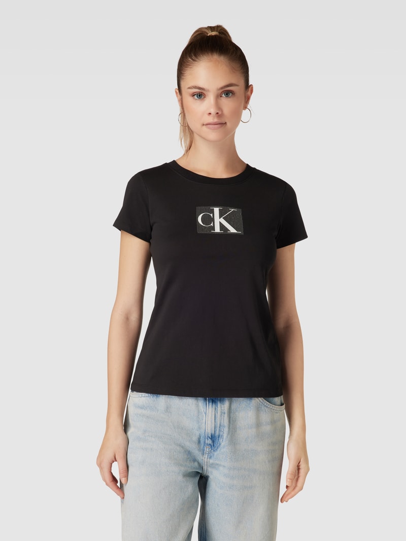 Slim Fit T-Shirt mit Paillettenbesatz Modell 'SEQUIN' in black