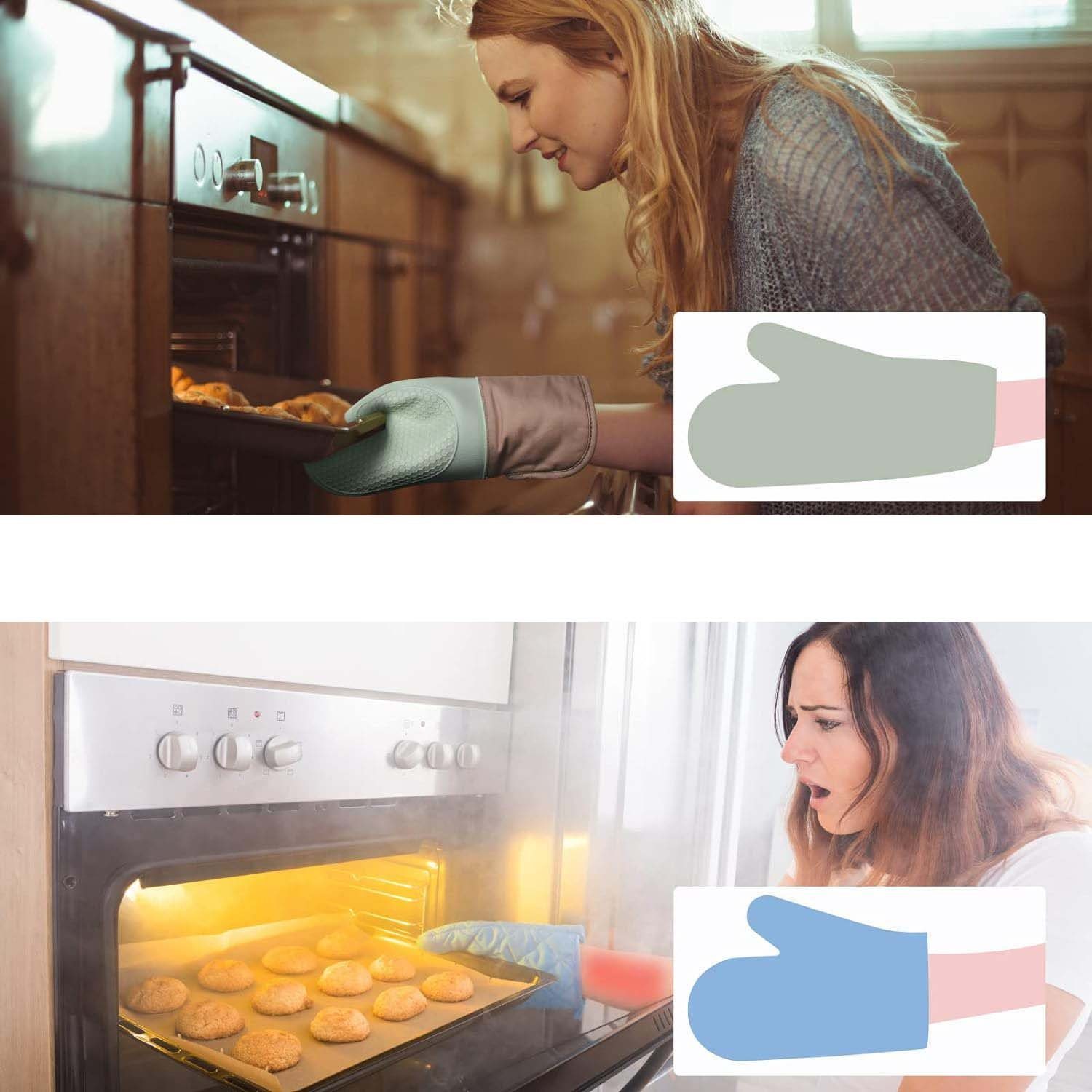 aikidio Topflappen Ofenhandschuhe Backhandschuhe für Kochen Backen Grillen( Mintgrün) , (1-tlg)