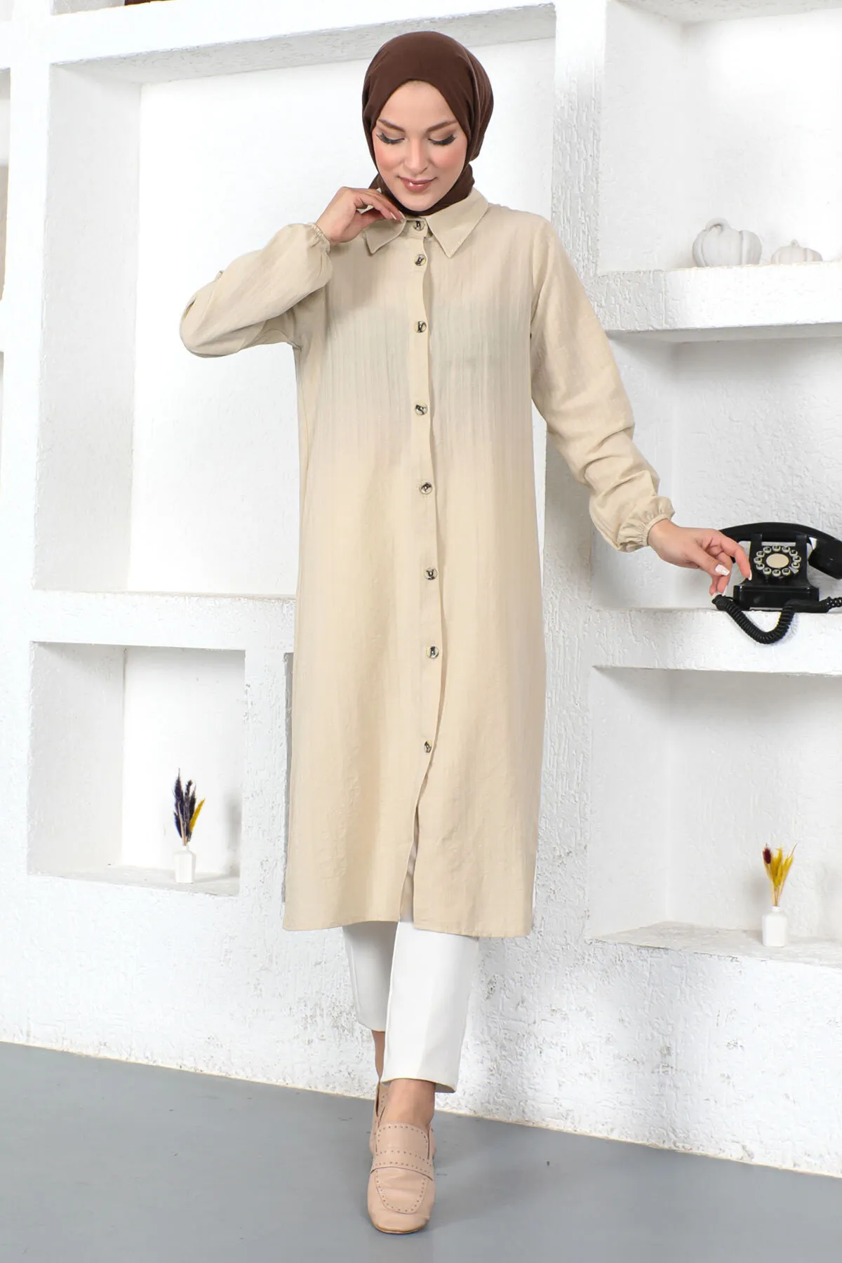 Tesettür Dünyası  Lange Tunika Tsd230359 Beige