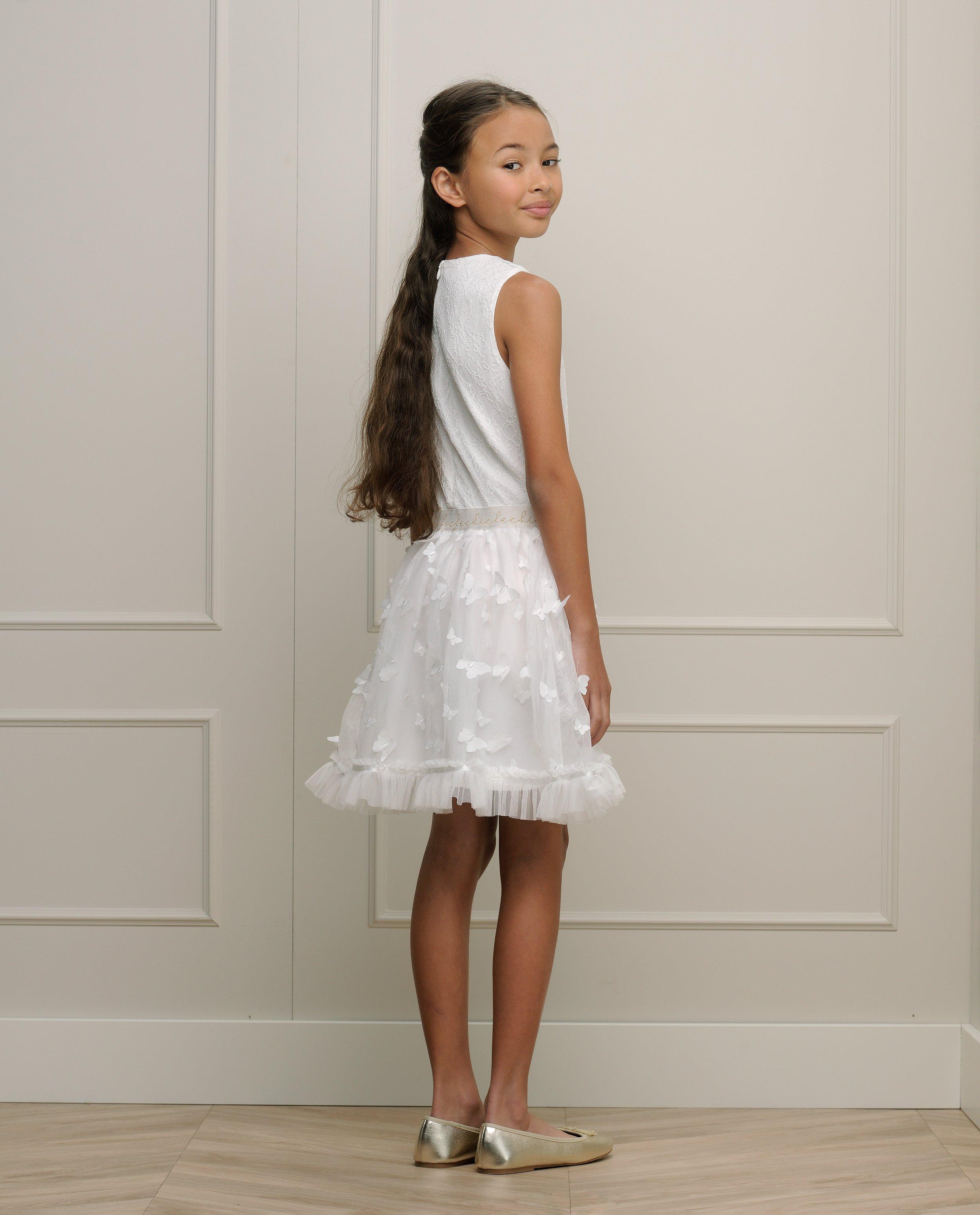 Rochie Le Chic din dantelă cu tul, alb festiv