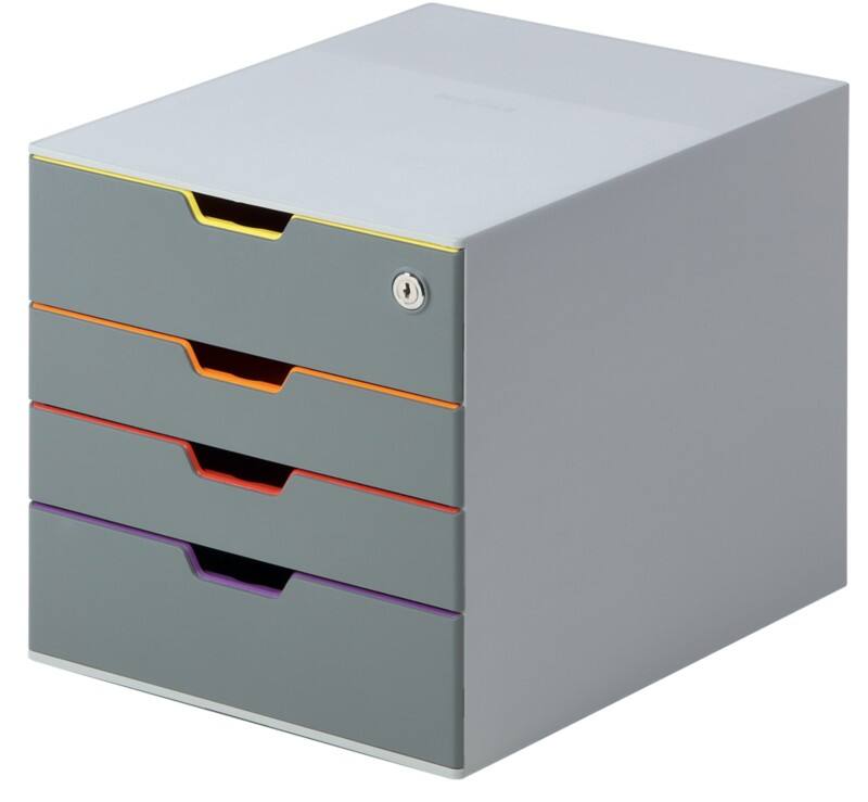 DURABLE Schubladenbox VARICOLOR 4 SAFE ABS-Kunststoff Mehrfarbig, farbiger Verlauf 28 x 35,6 x 29,2 cm