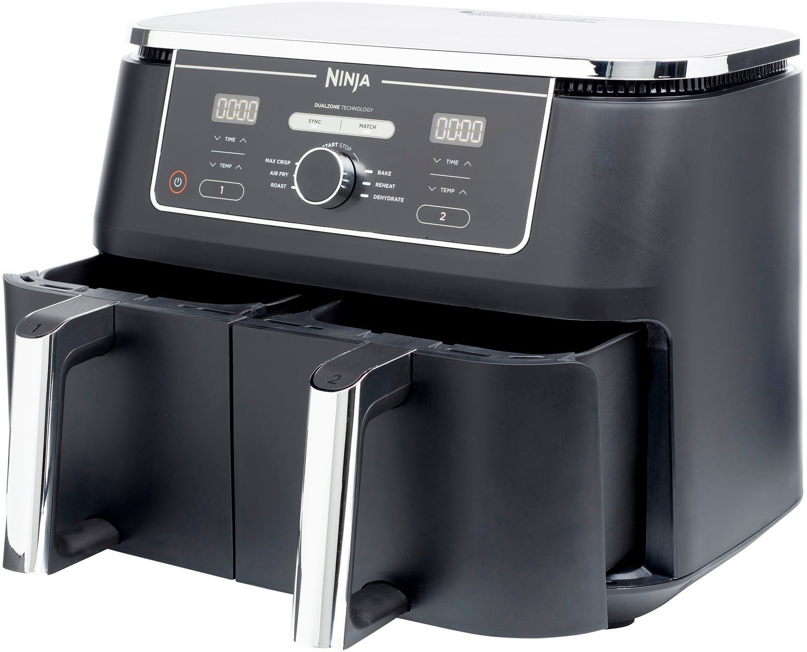 NINJA Heißluftfritteuse Foodi AF400EU Dual Zone Airfryer, 2470 W, Kapazität je 1,4 kg, incl. 2 Crisper Gittereinsätze