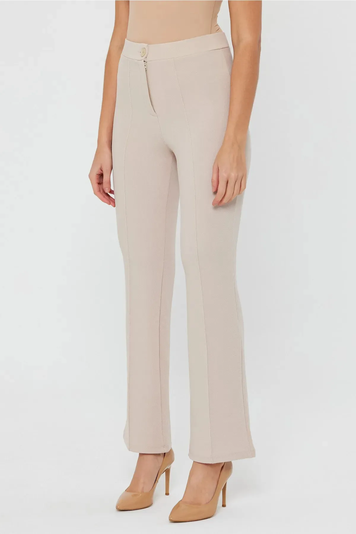 HAKKE  Damen-Palazzo-Hose mit hoher Taille, gerafftem, ausgestelltem Bein