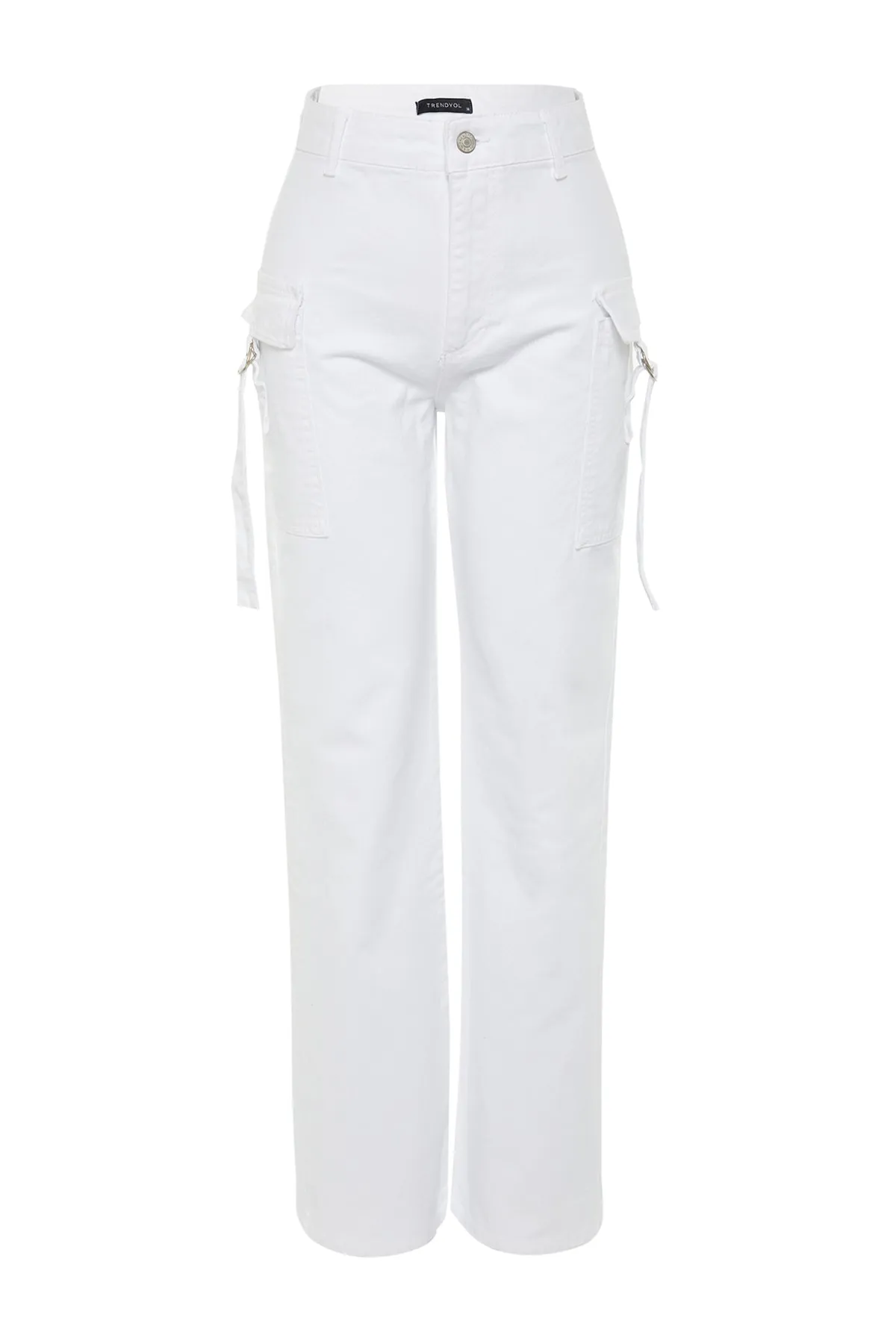Trendyol Collection  Weiße Jeans mit hoher Taille und weitem Bein TWOSS23JE00262