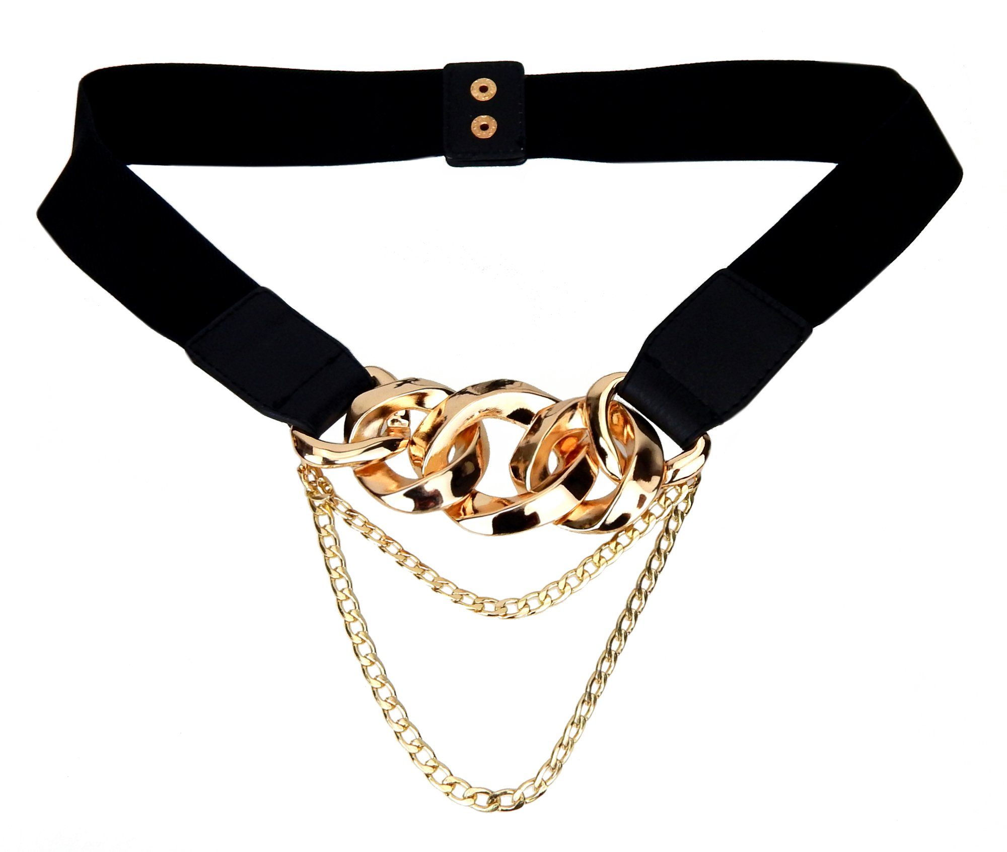 Ella Jonte Stretchgürtel schwarz mit goldener Statementkette Newcomer Gürtel 75 - 95 cm