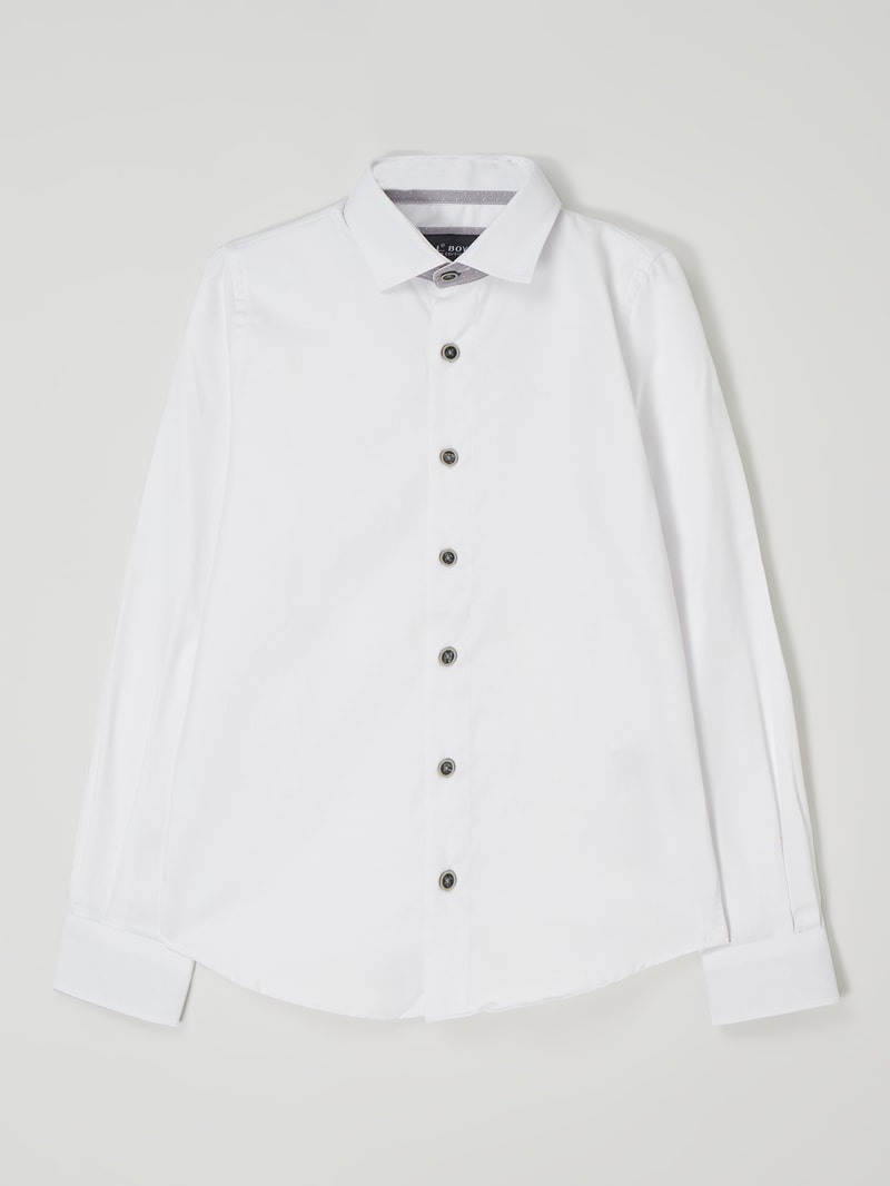 Slim Fit Hemd aus Baumwollmischung in weiß