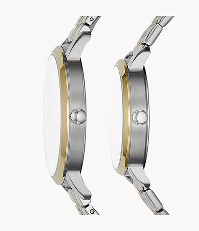 Fossil Outlet Geschenkset Uhren Lux Luther His and Hers 3-Zeiger-Werk Edelstahl Bicolor
