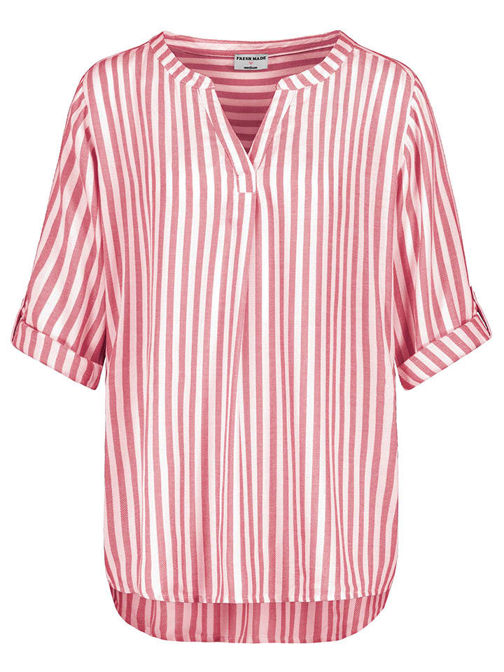 Fresh Made Bluse in Pink/ Weiß günstig kaufen