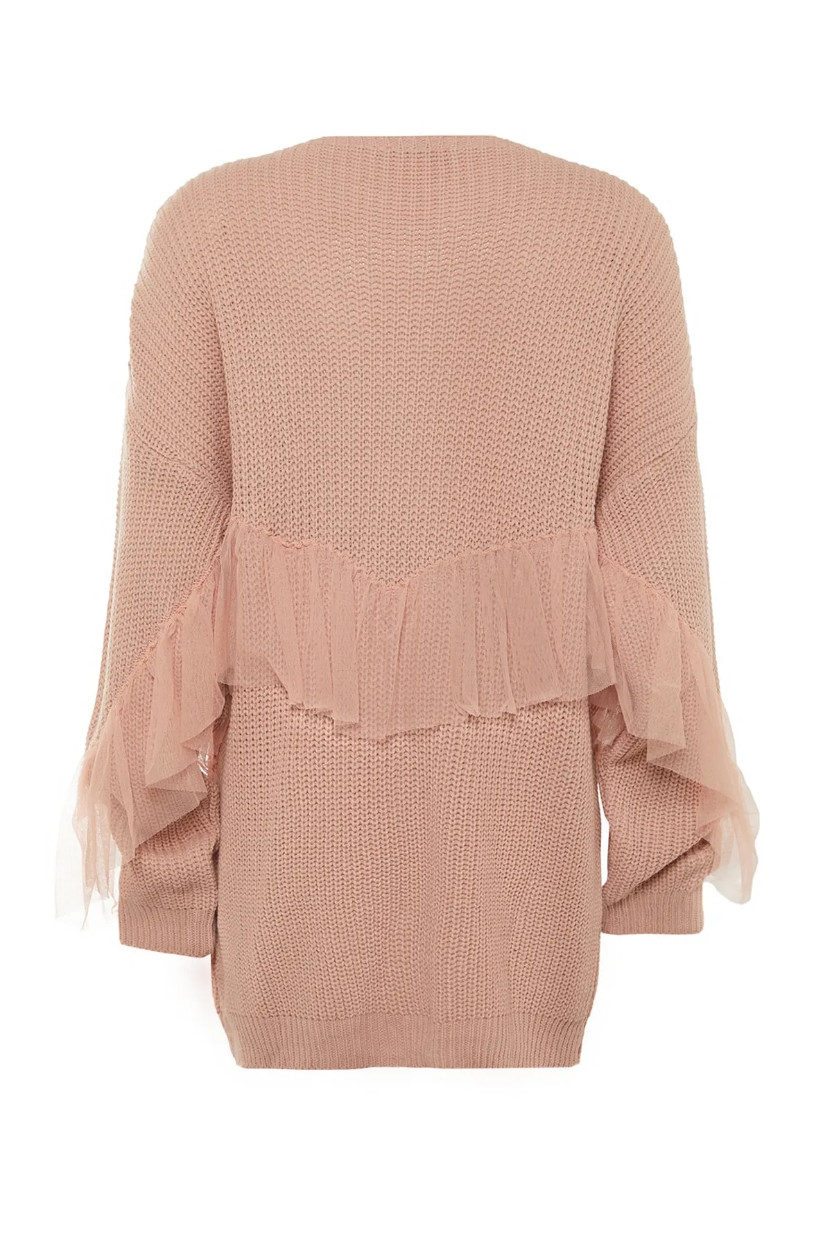 Trendyol Collection  Puderfarbener Tüll-Strick-Cardigan TWOAW20FV0048