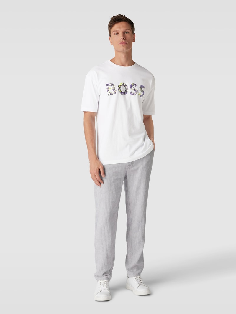 T-Shirt mit Logo-Print Modell 'Lotus' in weiß