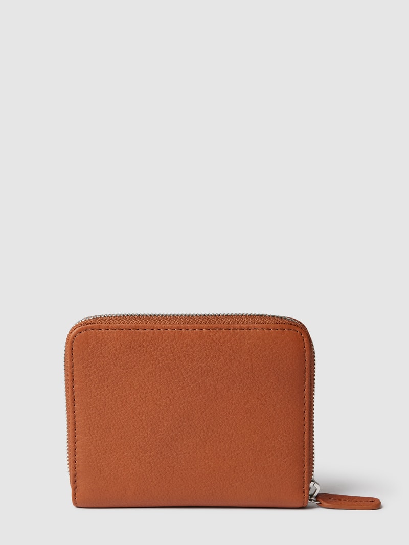 Portemonnaie mit Label-Detail Modell 'Carla' in cognac