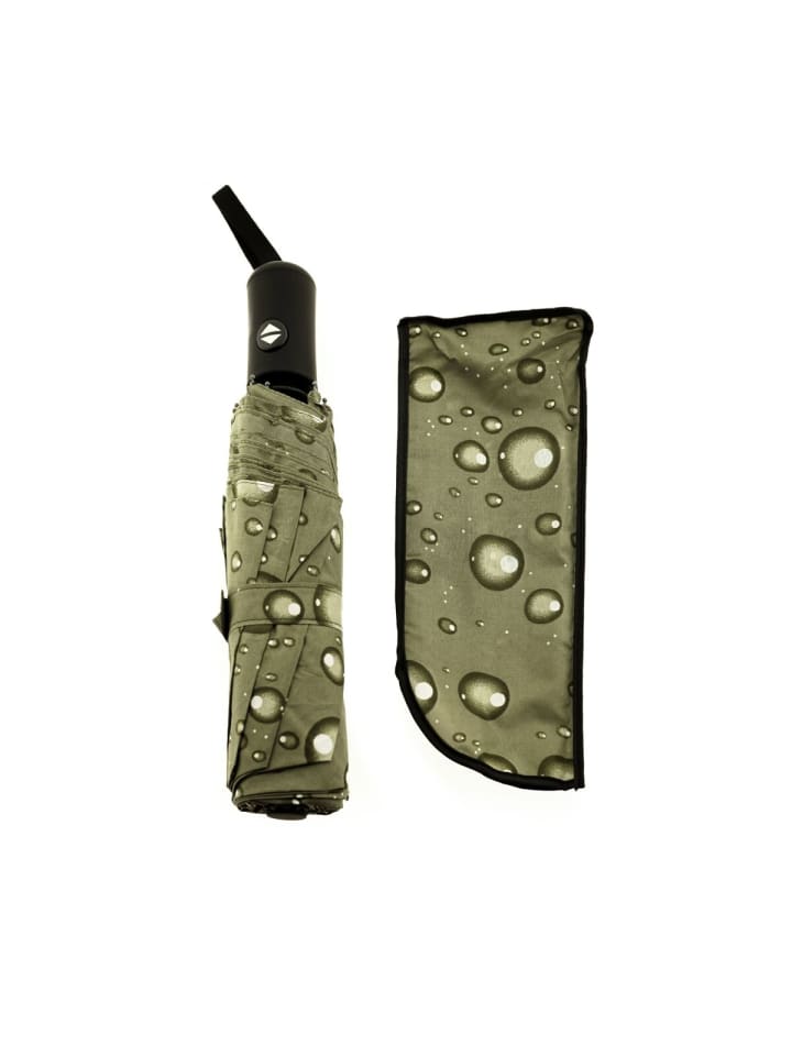 COFI 1453 Stilvoller Taschenschirm mit Schutzhülle und Regentropfendesign in Grün günstig kaufen onesize