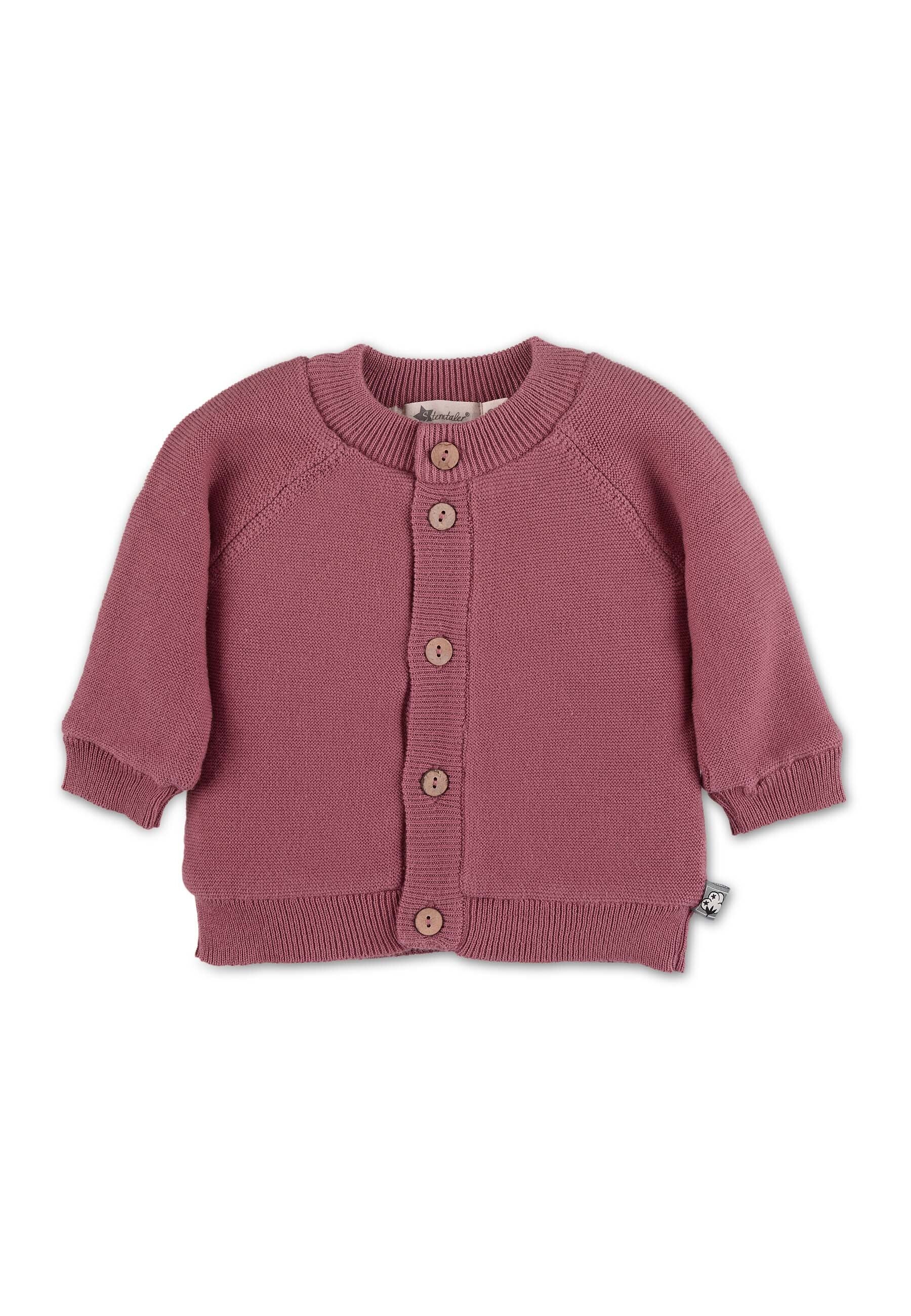 GOTS Strick-Jacke mit Herz am Rücken in Rosa
