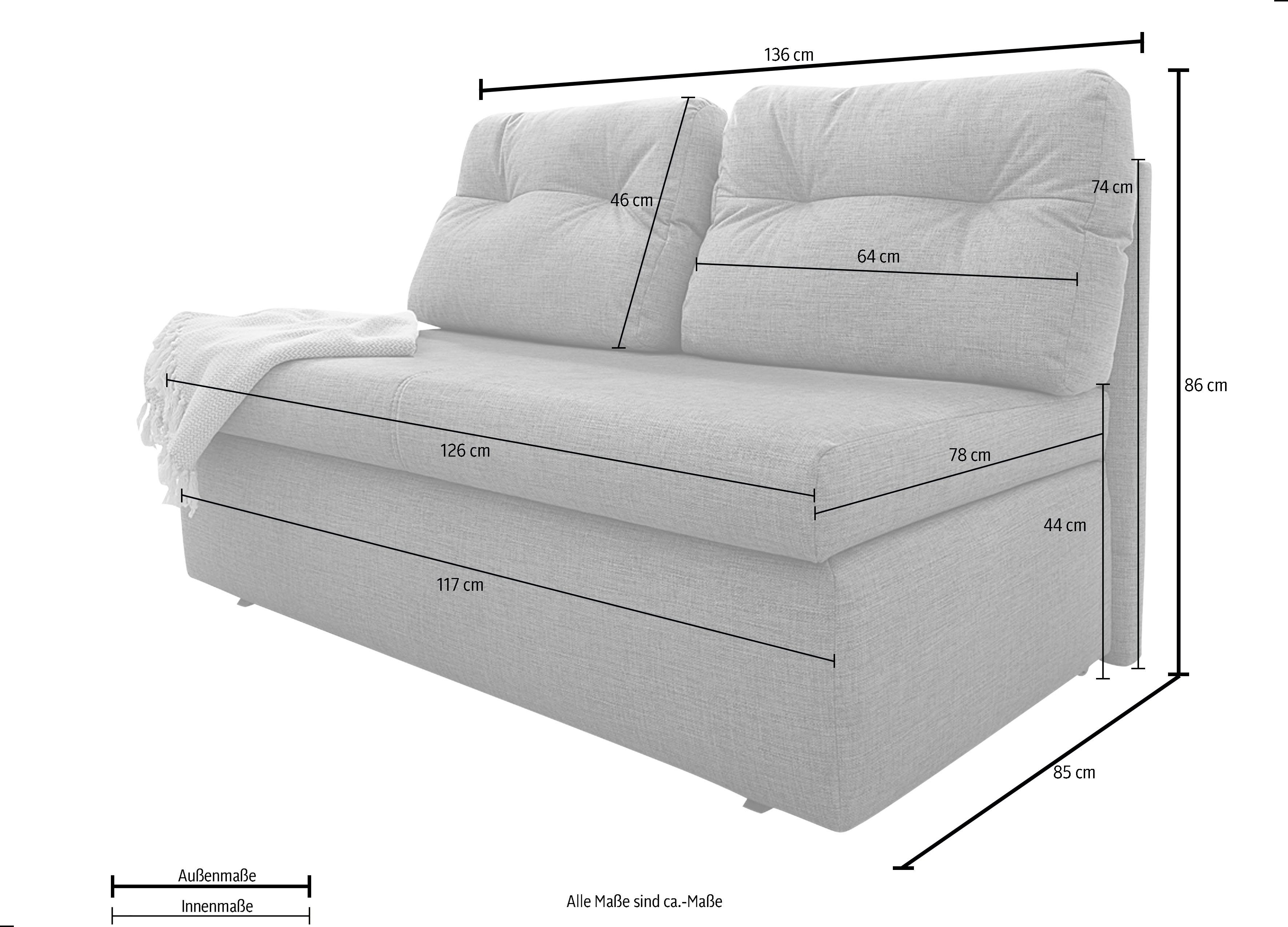 Jockenhöfer Gruppe Schlafsofa Torben, Platzsparendes Sofa mit Gästebettfunktion und Stauraum