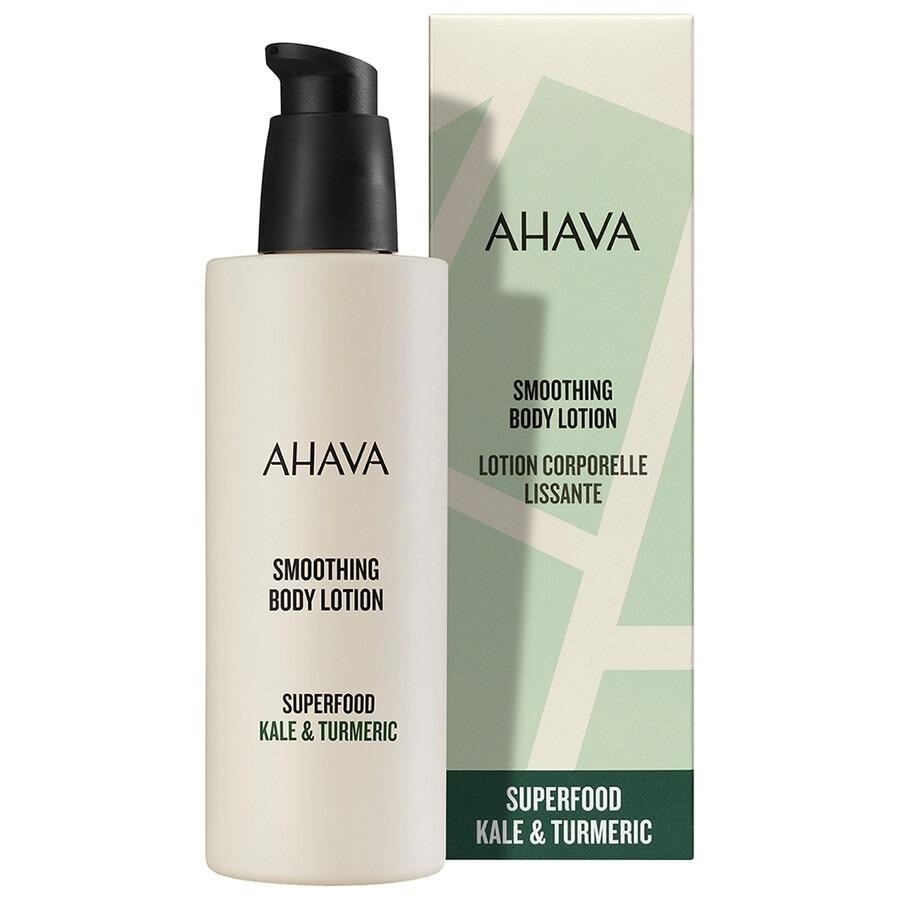 AHAVA Superfood Vyhladzujúce telové mlieko s kelom a kurkumou
