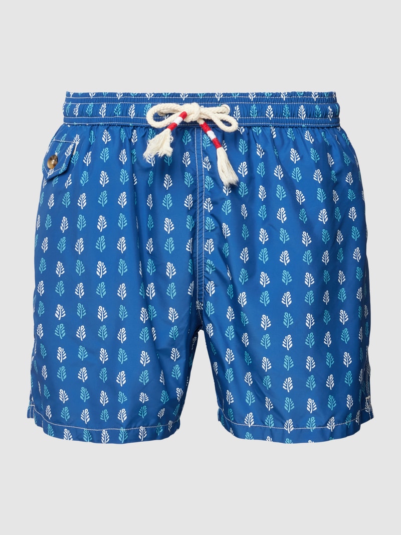 Badehose mit Allover-Muster Modell 'LIGHTING' in marineblau