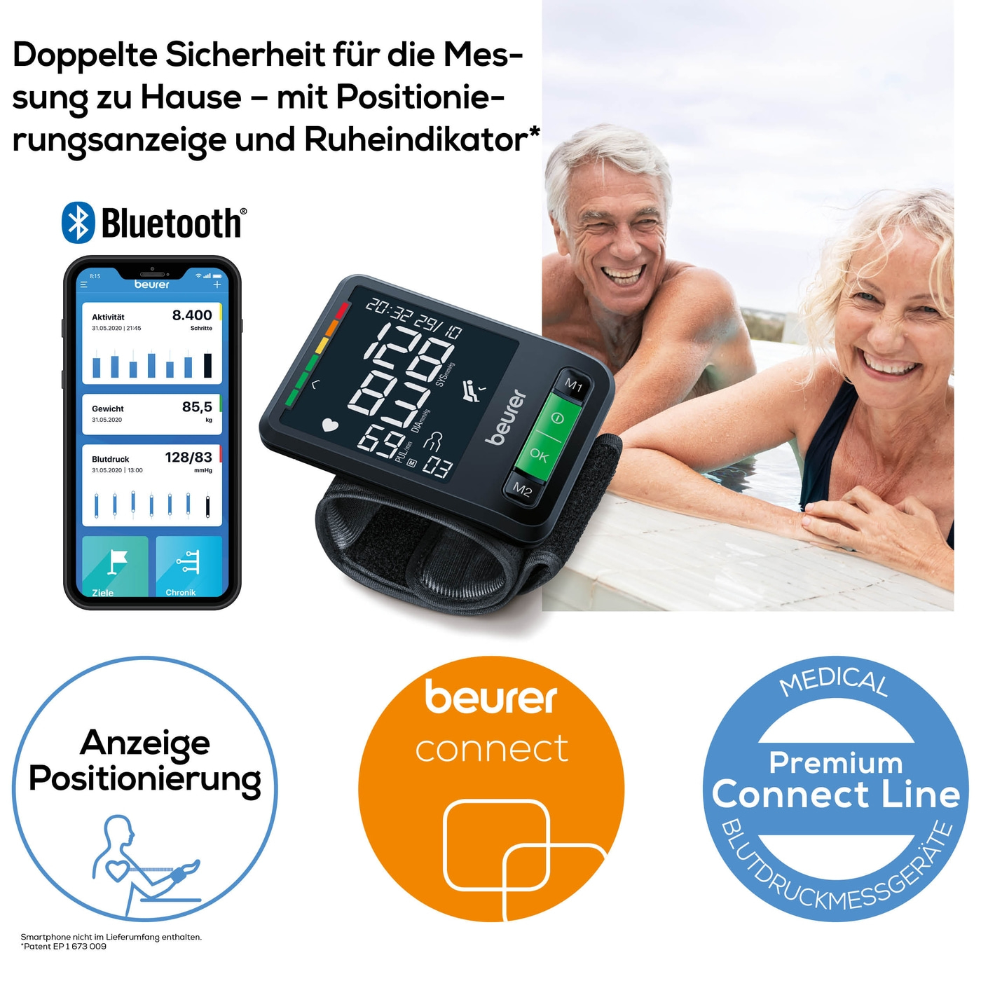 Beurer Handgelenk-Blutdruckmessgerät BC 87 <i>Bluetooth</i>®-Sanfter Druckaufbau und schnelle Messzeiten für komfortables Blutdruckmessen