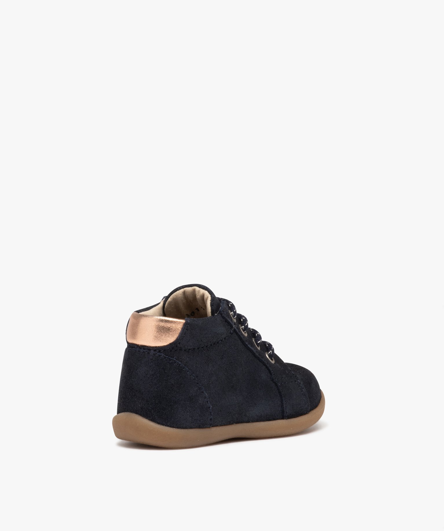 Chaussures premiers pas bébé fille en cuir pailleté marine | GEMO