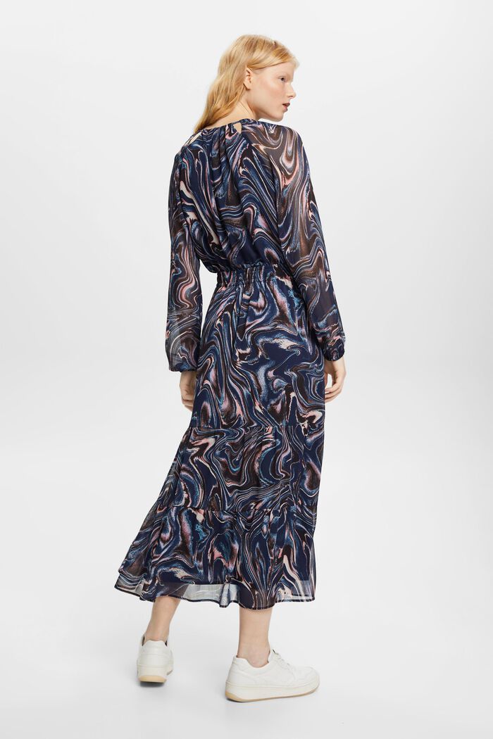 Maxikleid aus Crinkle-Chiffon mit Volant-Ärmeln