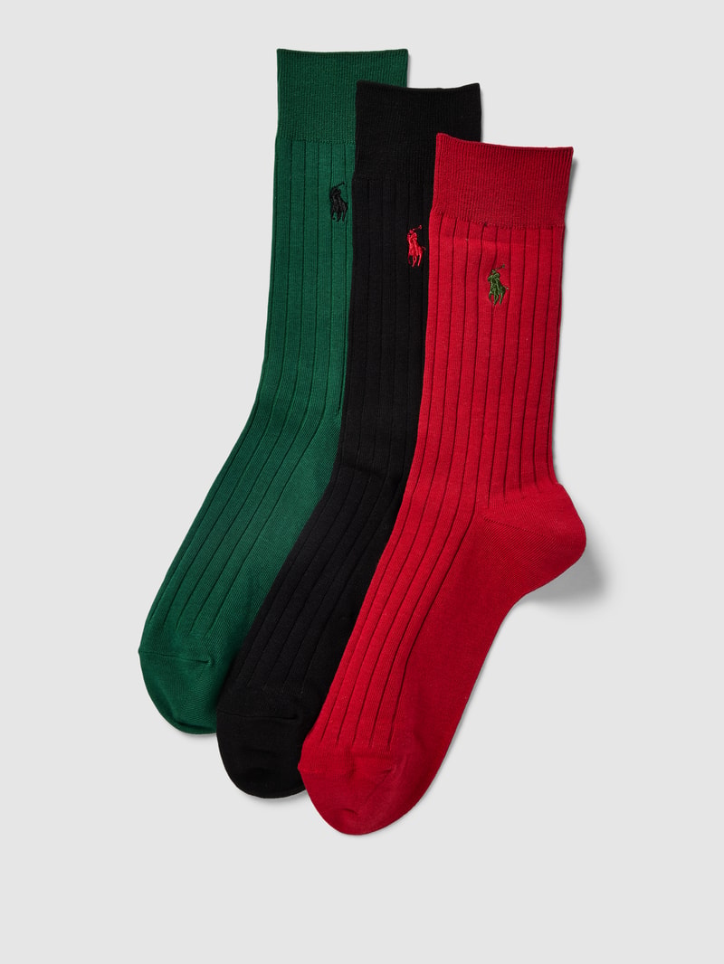 Socken mit Label-Stitching im 3er-Pack in rot