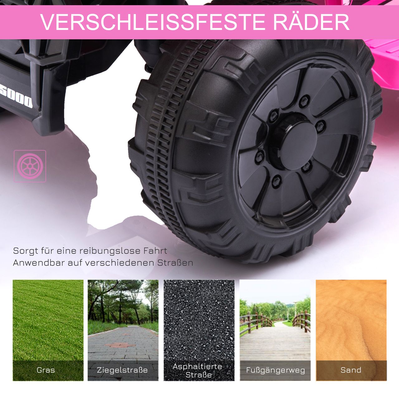 HOMCOM Mini Elektro-Quad Kinder Elektro ATV Kinderwagen Kinderauto Rosa