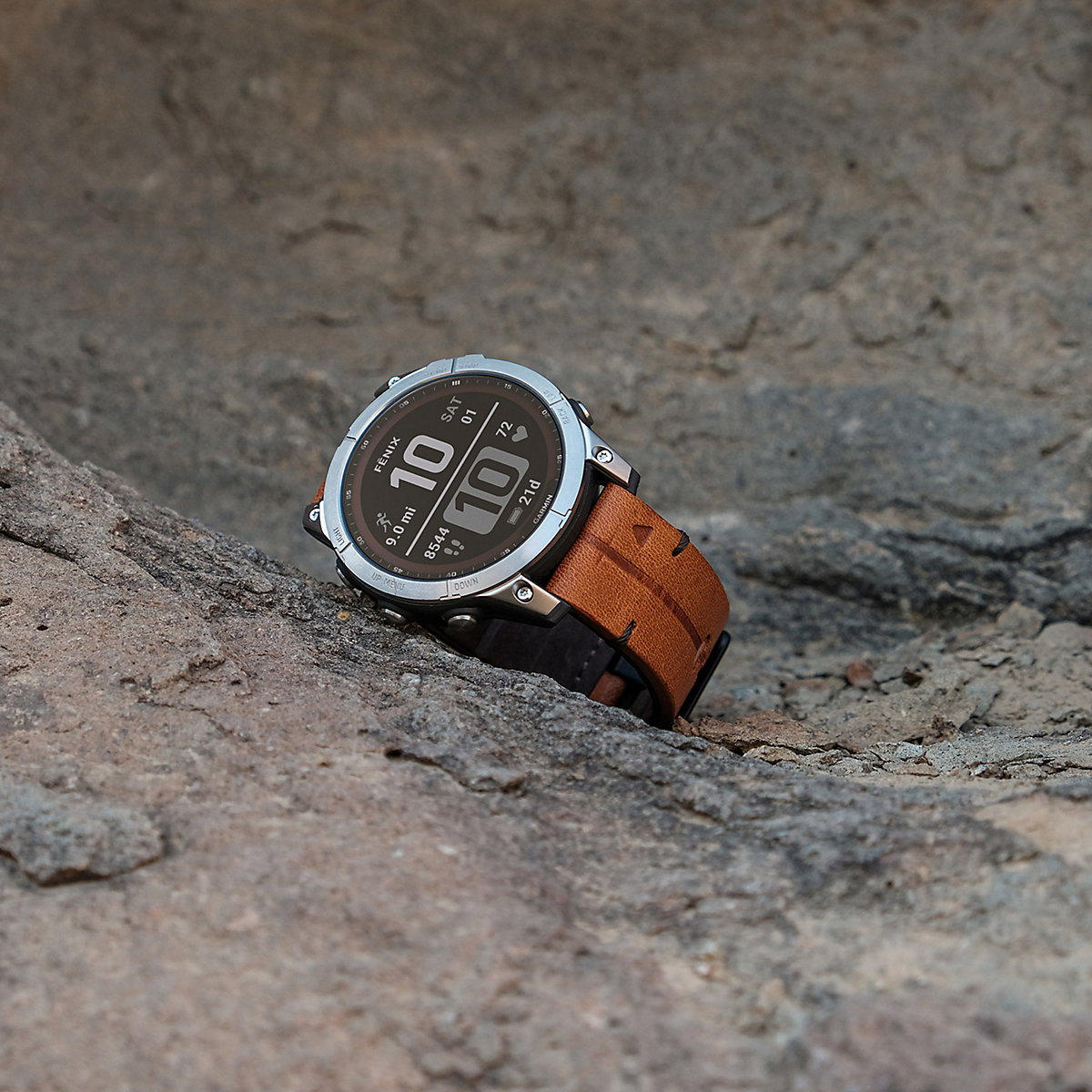 Fenix 7 Saphir Solar Titan Smartwatch Grau mit Lederband Smartwatches