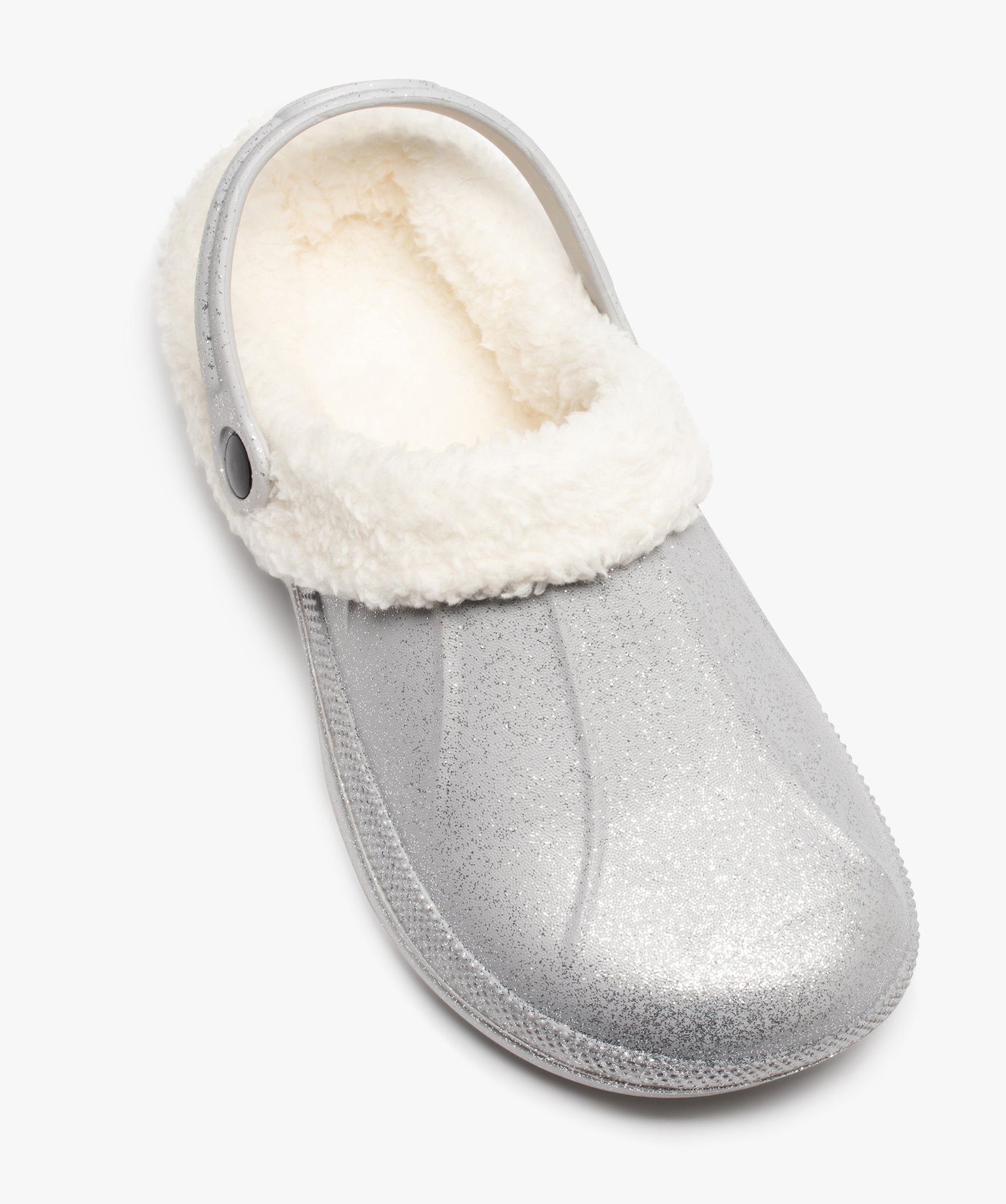 Chaussons femme sabots fourrés doublure amovible argent | GEMO