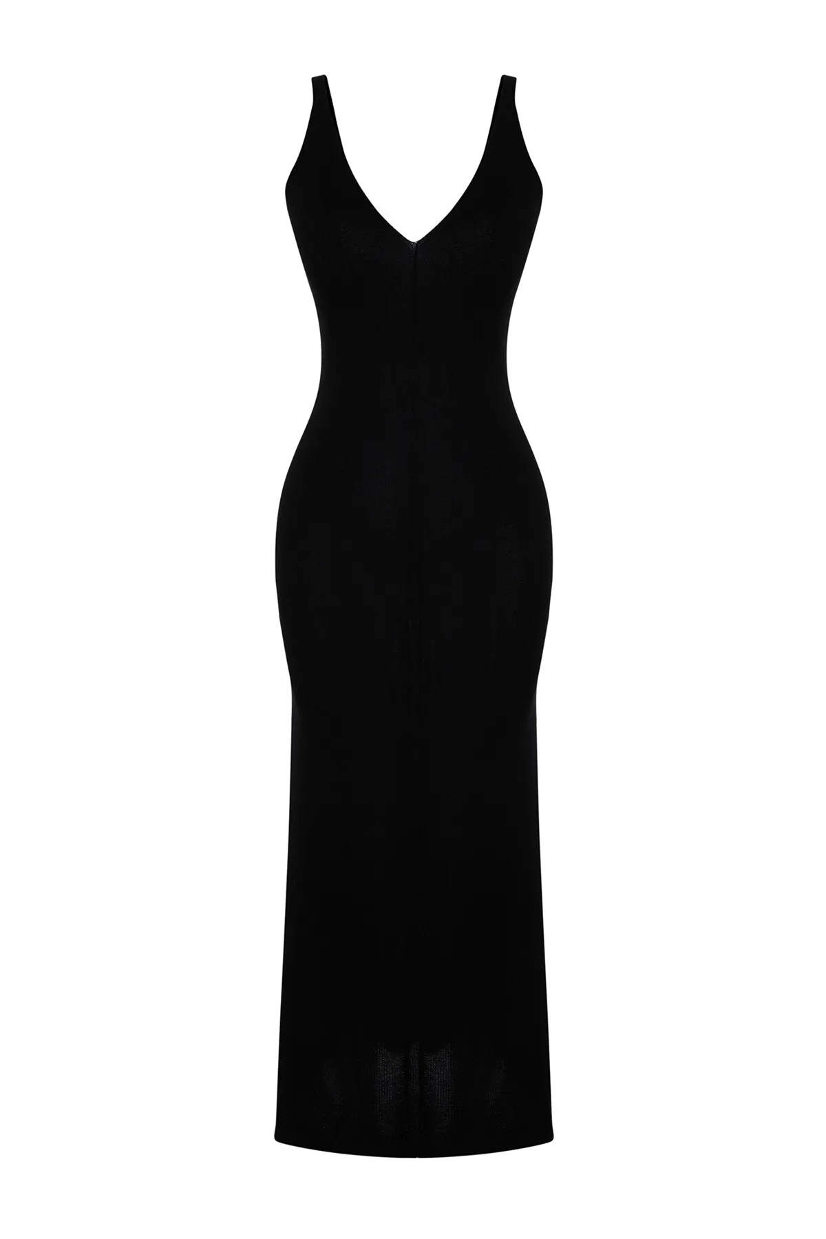 Trendyol Collection  Schwarzes Maxi-Strick-Basic-Kleid TWOSS20EL1574