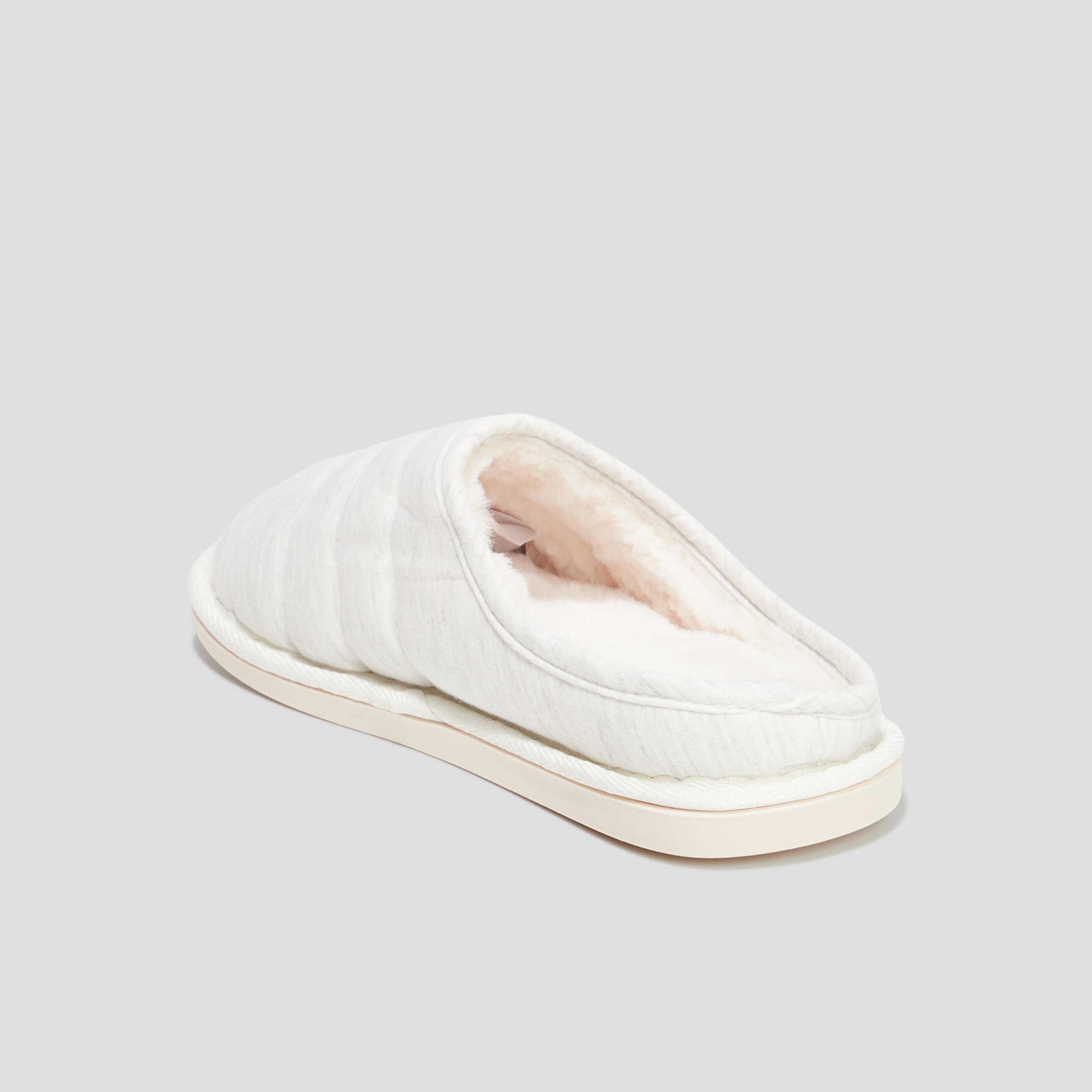Chaussons mules fourrés gris femme | La Halle