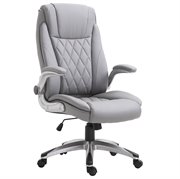 HOMCOM Vinsetto Bürostuhl mit Wippfunktion höhenverstellbar Kunstleder Grau 69,5 x 76 x 113–121 cm