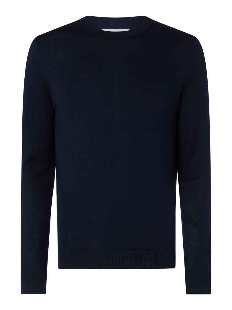 Pullover mit Merinowoll-Anteil Modell 'Town' in dunkelblau