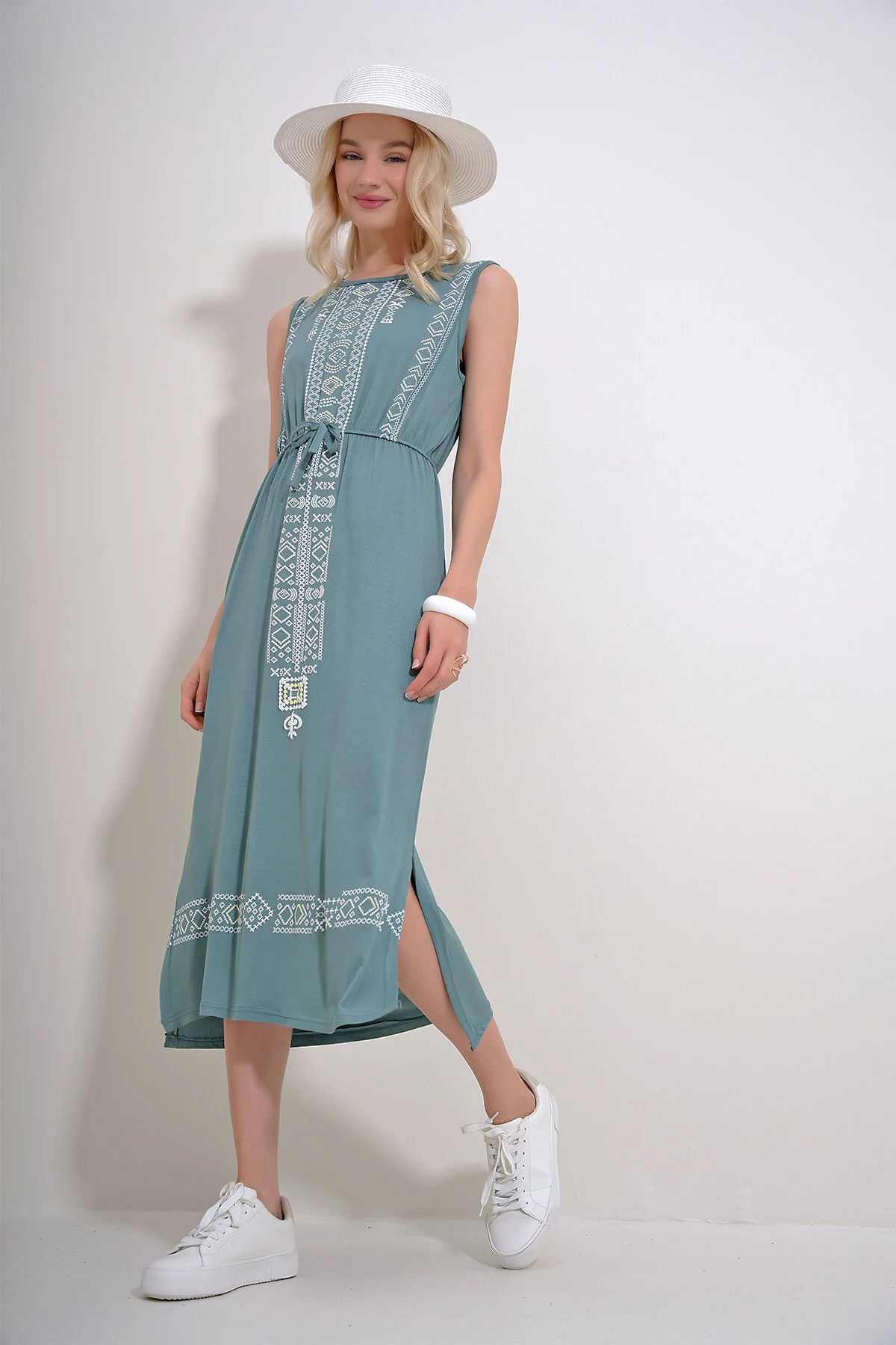 Trend Alaçatı Stili  Kleid - Grün - A-Linie