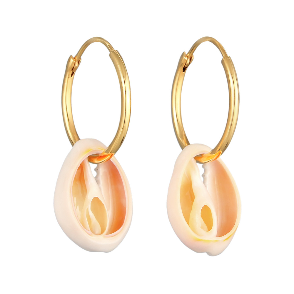 Elli Elli Boucles d'Oreilles Femmes Créoles Tendance avec coquillage cauri en argent s Boucles d'oreilles