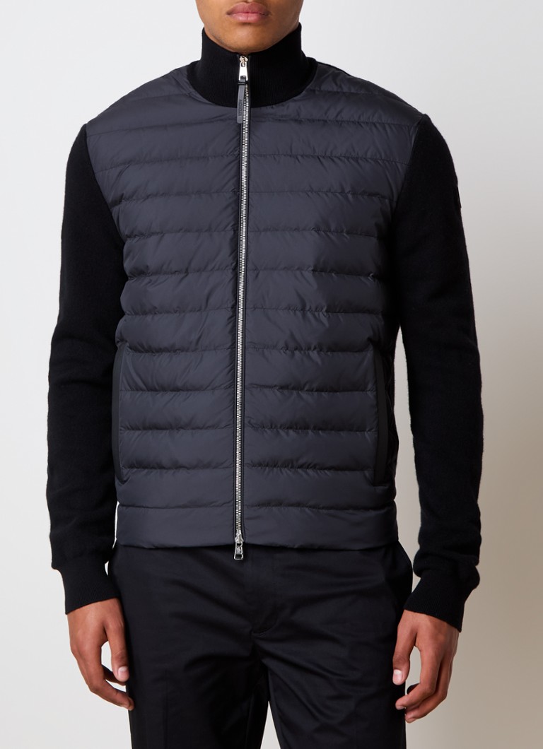 Cardigan Moncler fin țesut, cu față matlasată, din amestec de cașmir.