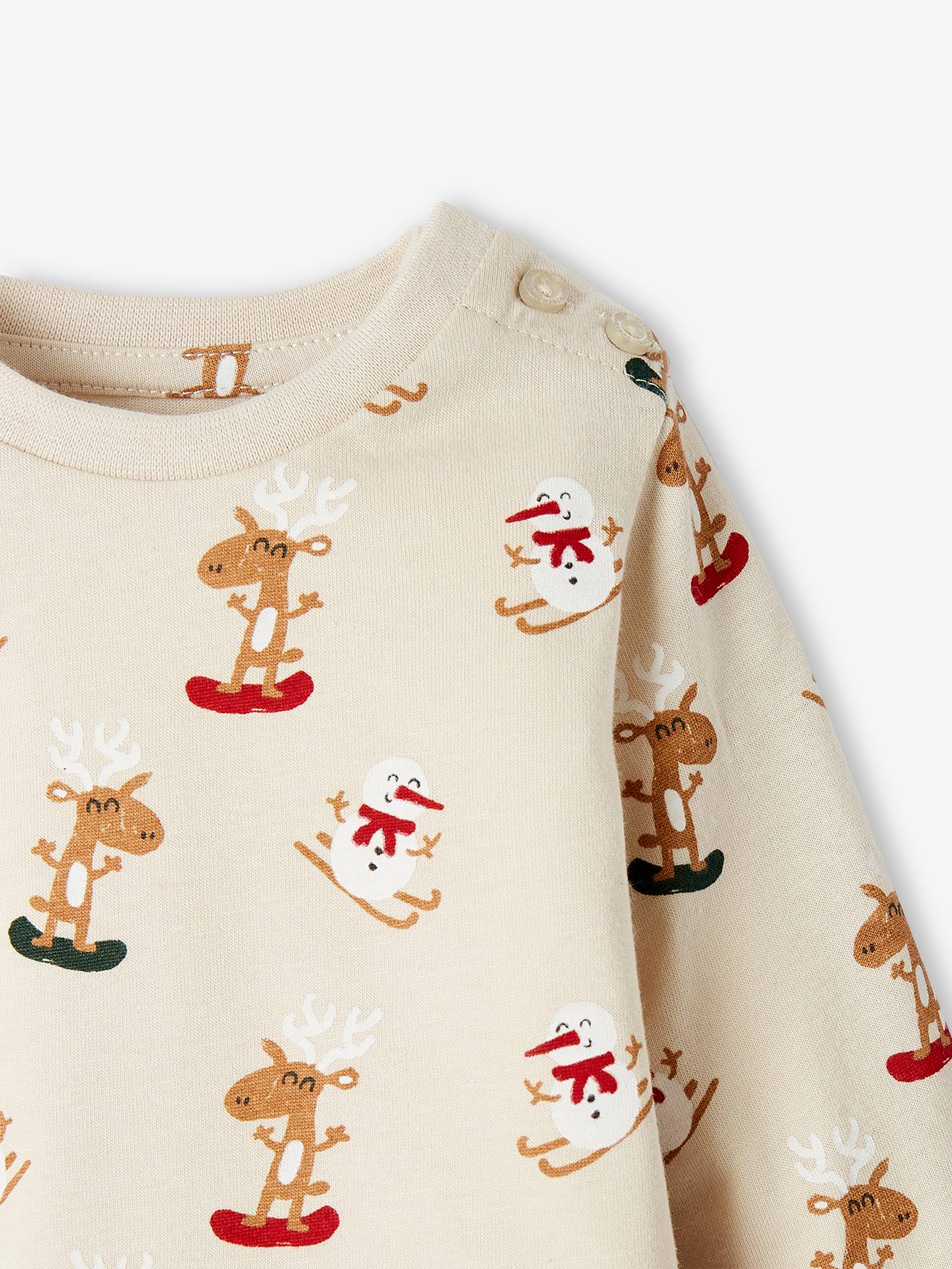 Vertbaudet Baby Weihnachts-Shirt - perlgrau