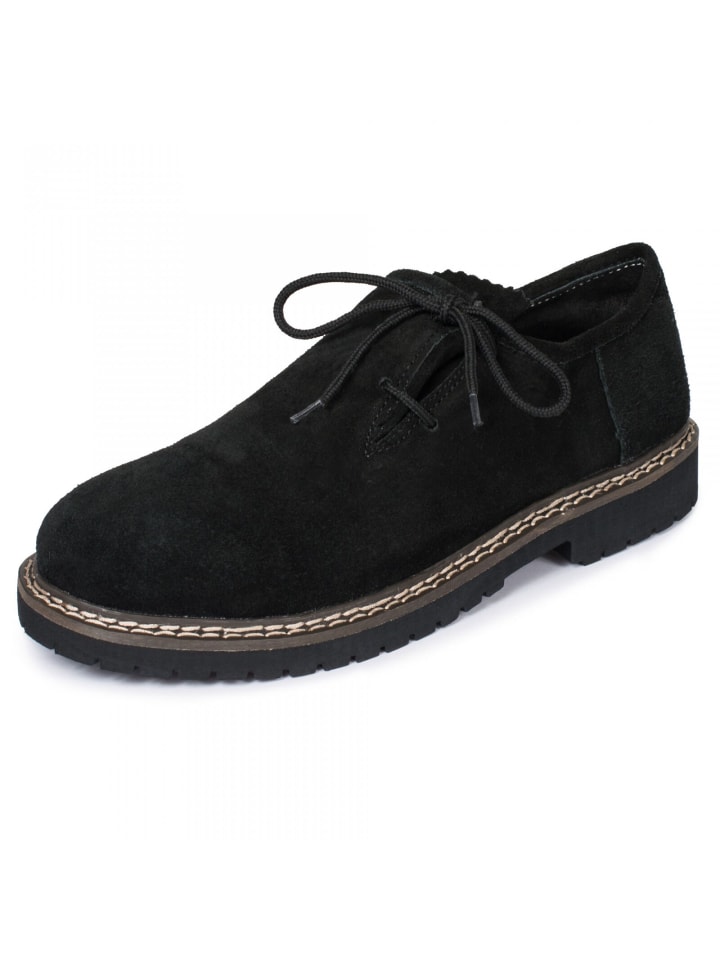 PAULGOS Haferlschuh Trachten Schnürschuh Echtleder in Schwarz günstig kaufen