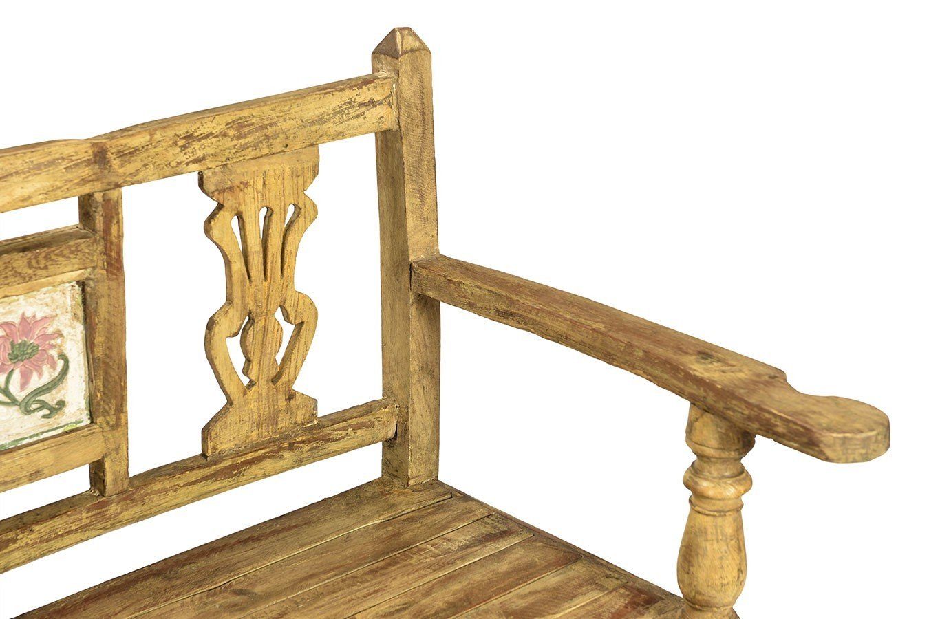 daslagerhaus living Bauernschrank Bank Vintage gelb 2 Sitzer