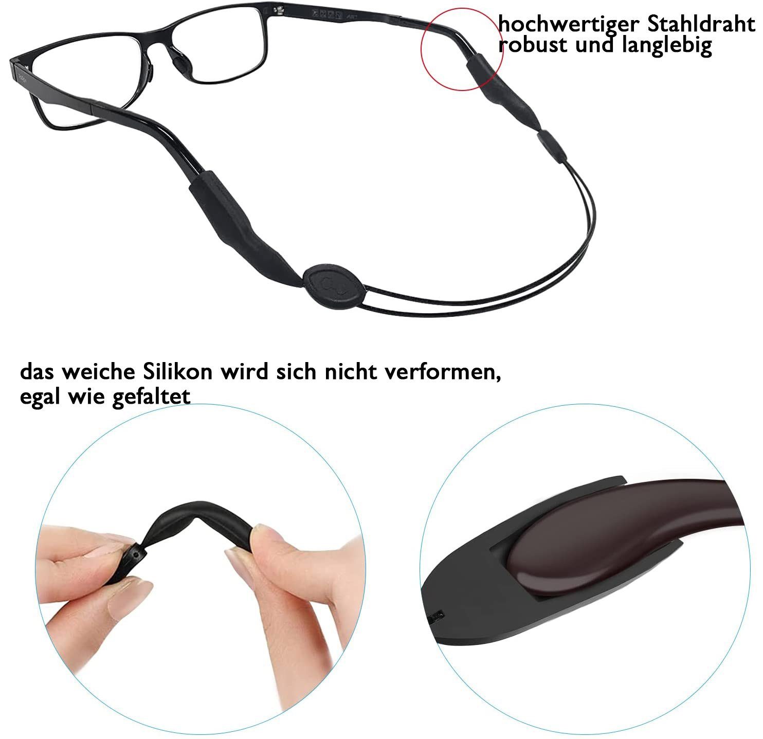 zggzerg Brillenkette Brillenband,Brillenhalter geeignet für Sport & Freizeit,Wasserfest