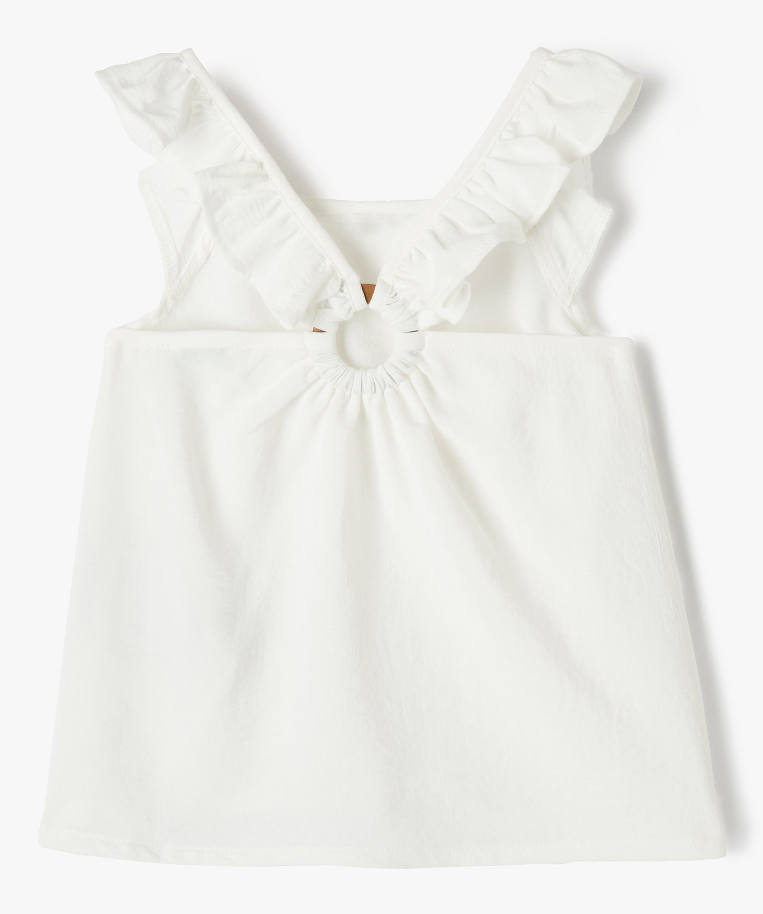 Blouse à bretelles volantées avec dos fantaisie fille ecru | GEMO