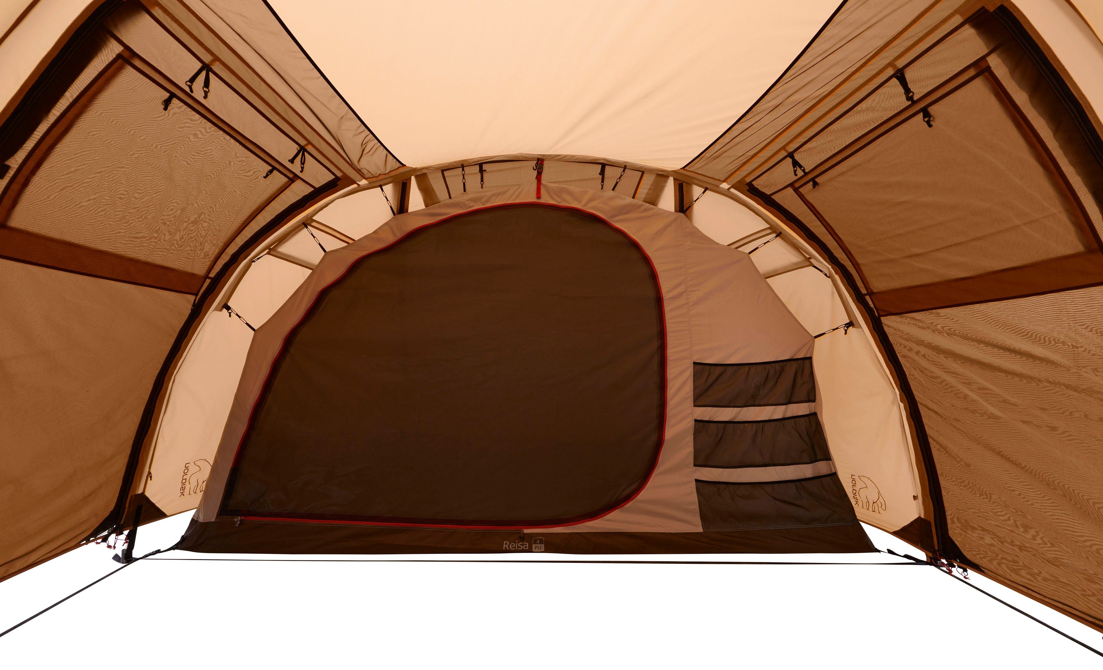 Nordisk Gruppenzelt Reisa 4 PU Tent Cashew/Brown, Personen: 4 (Packung, 1 tlg)