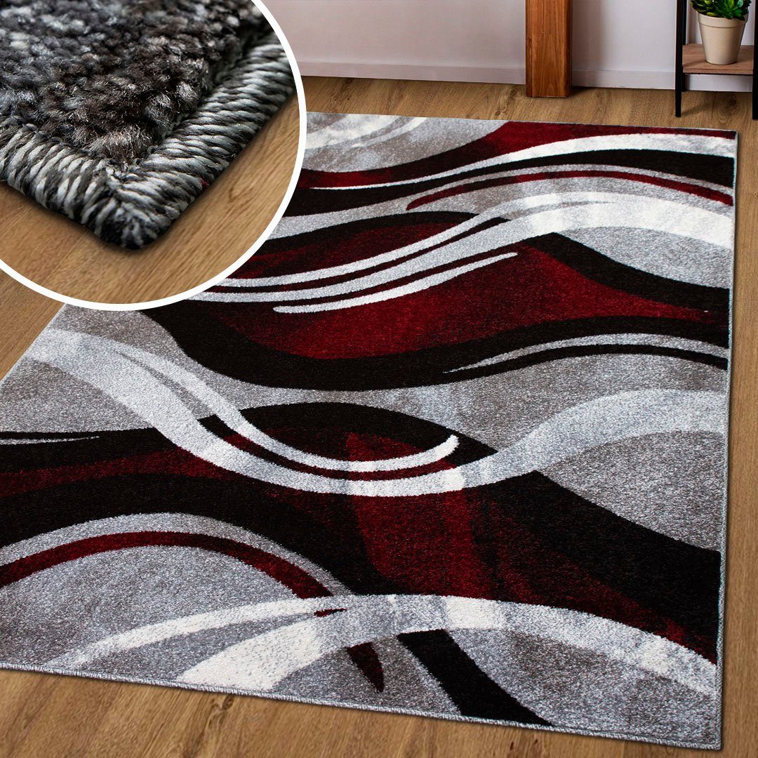 Teppich Joas, my home, rechteckig, Höhe: 9 mm, besonders weicher Kurzflor in modernem Wellen Muster, leichter Glanz