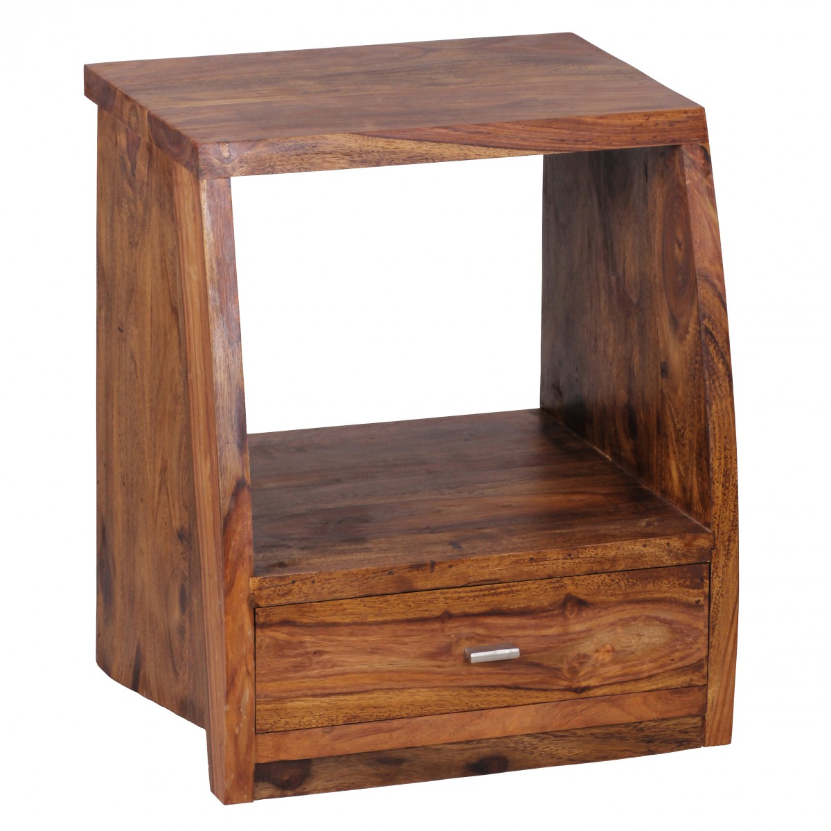Wohnling Sheesham Massivholz Nachtkonsole mit 1 Schublade und Ablage 45 x 53 x 40 cm