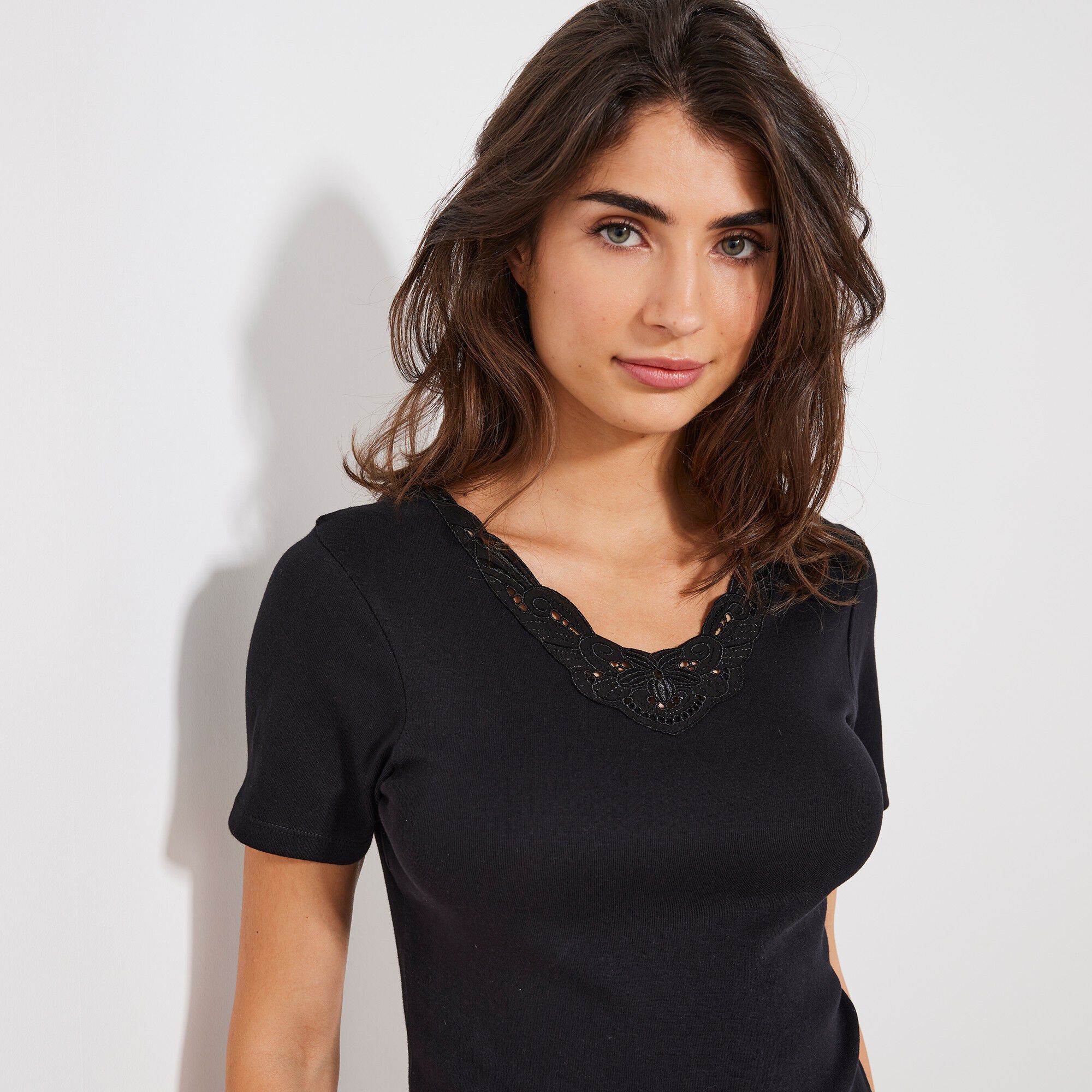Tee-shirt manches courtes dentelle