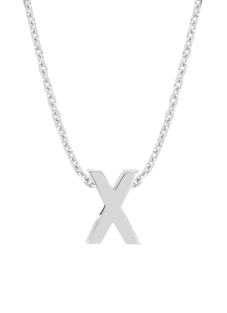 Pandantiv în formă de X cu vârf de diamant din aur alb, alfabet