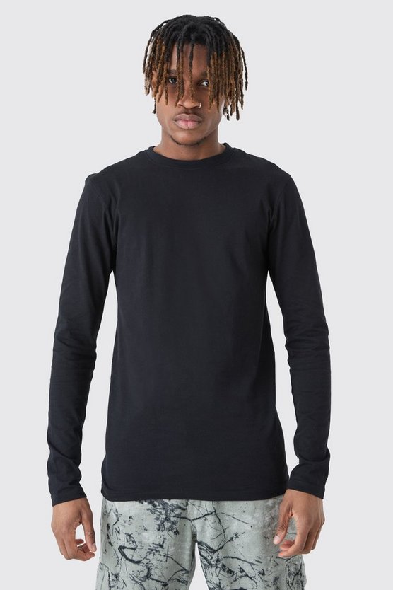 Tall langärmliges Muscle-Fit T-Shirt