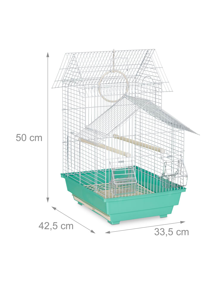 relaxdays Vogelkäfig in Hellblau/Mintgrün - (B)42,5 x (H)50 x (T)33 cm günstig kaufen onesize